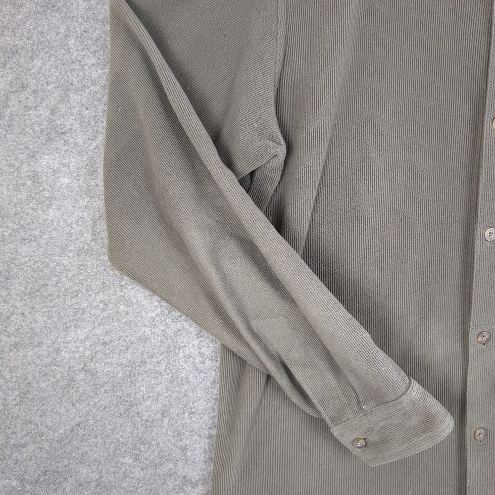 Columbia Mens Large Corduroy Button Down Shirt Olive Green Long Sleeve Hiking L - Picture 3 of 12